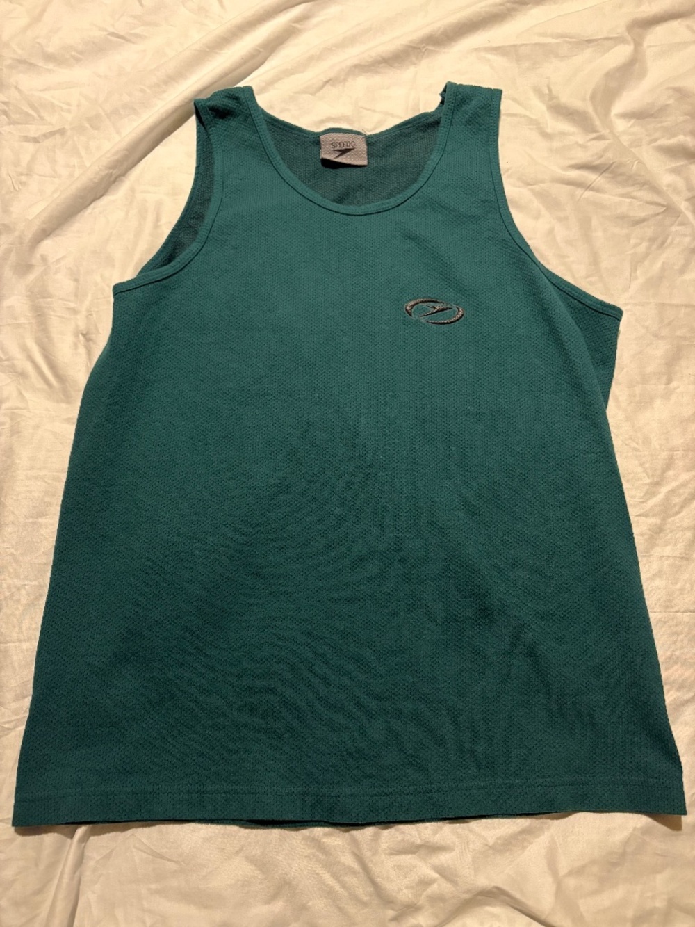 Vintage 1998 Speedo Carbon Fiber Logo Mesh Tank Top Teal Green 90s Athletic Men'